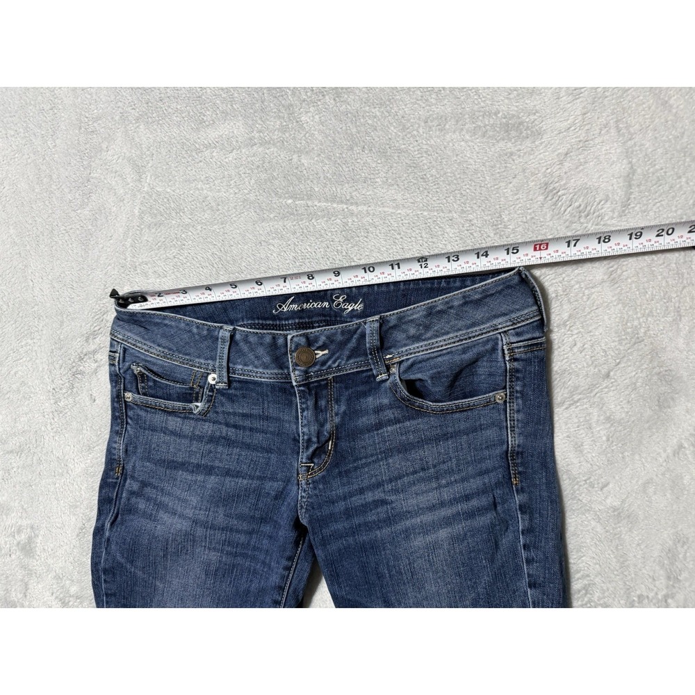 American Eagle Jeans Womens 8 Long Blue Medium Wash Slim Boot Low Rise 30x27.5 - Picture 5 of 9